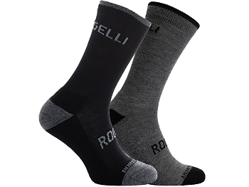 Rogelli Merino Wool 2-Pack Vinterstrømper, Grey/Black